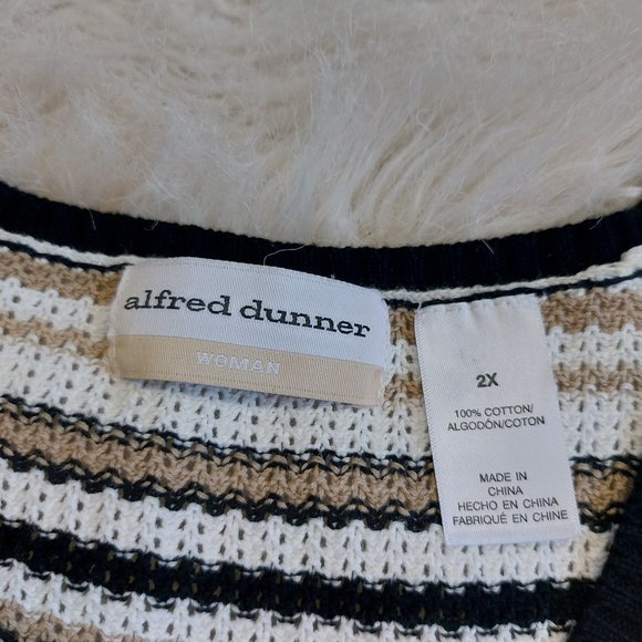 Alfred Dunner Women's 100% Cotton Brown Black Stripped Knitted Cardigan Size 2X - Picture 6 of 7
